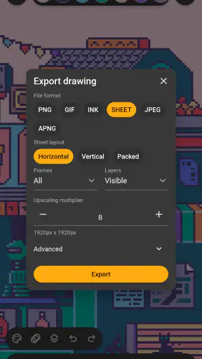 Inktica - pixel art editor screenshot