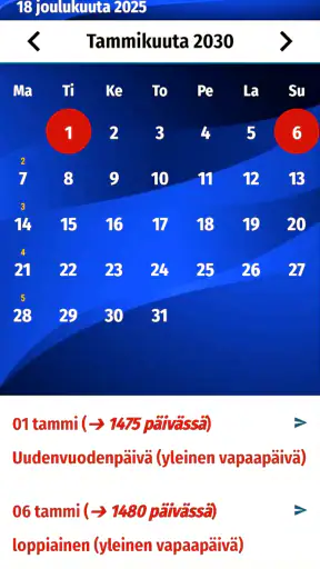 Kalenteri Suomi 2026 screenshot