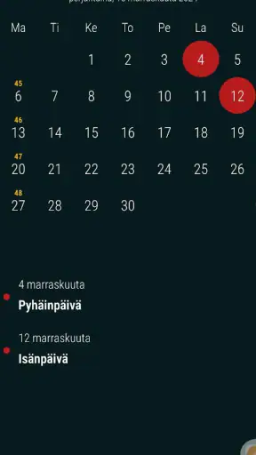 Kalenteri Suomi Viikkonumerot screenshot
