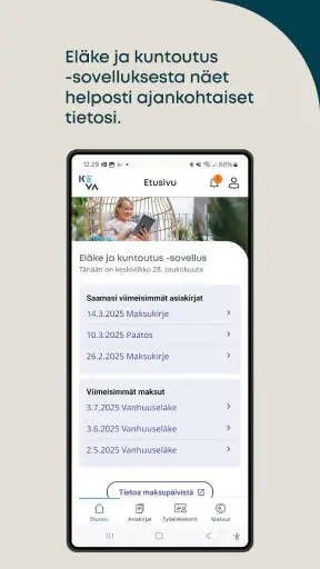 Kevan eläke ja kuntoutus screenshot