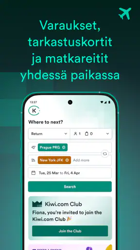 Kiwi.com: lentojen halpa hinta screenshot
