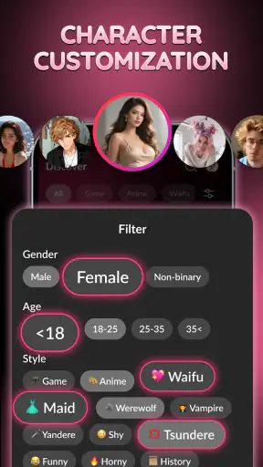 Lovia: AI Character Chat screenshot