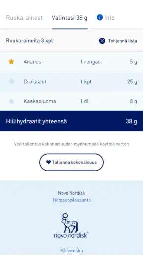 Mobiilihiilihydraattikäsikirja screenshot