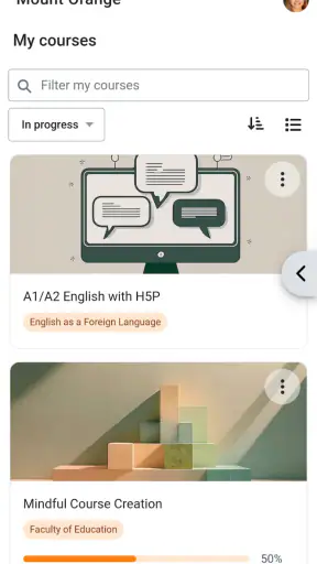 Moodle screenshot