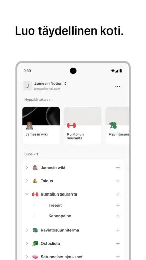 Notion: muistiot, tehtävät, AI screenshot