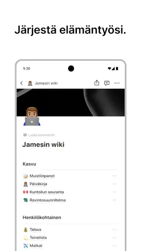 Notion: muistiot, tehtävät, AI screenshot