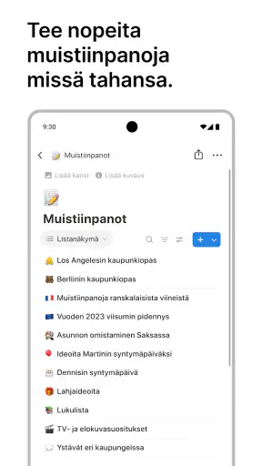 Notion: muistiot, tehtävät, AI screenshot