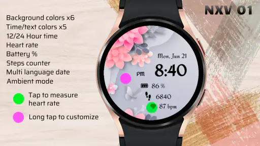 NXV01 Flower bloom watch face screenshot