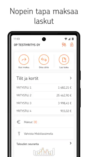 OP-yritysmobiili screenshot