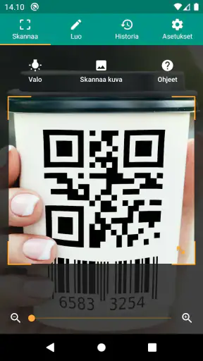 QR- ja viivakoodinlukija screenshot