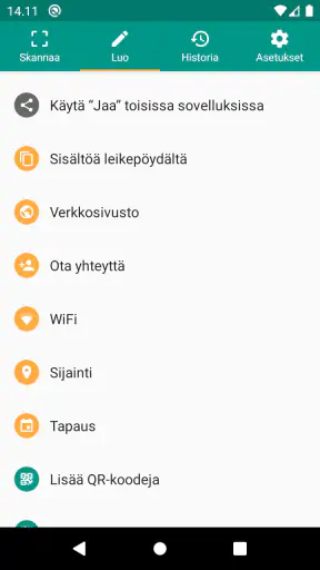 QR- ja viivakoodinlukija screenshot