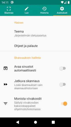 QR- ja viivakoodinlukija screenshot