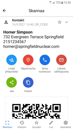 QR koodinlukija screenshot
