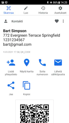 QR koodinlukija, QR skanneri screenshot