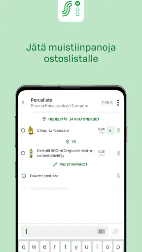 S-ostoslista screenshot
