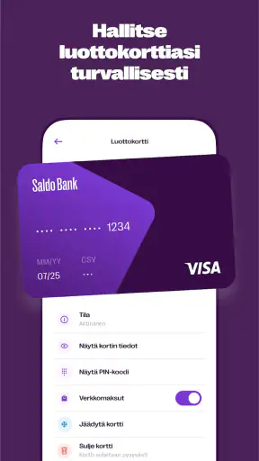 Saldo mobiilipankkisovellus screenshot