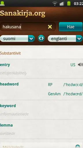 Sanakirja.org screenshot
