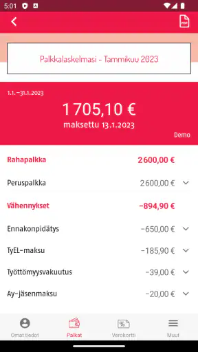 Simo — palkkalaskelma Sillasta screenshot