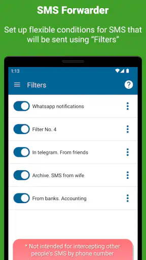 SMS forwarder screenshot