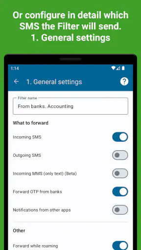 SMS forwarder screenshot