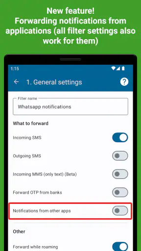 SMS forwarder screenshot
