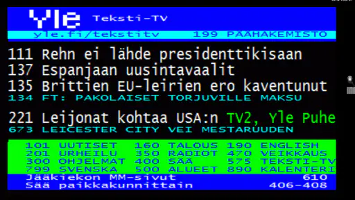 Suomi teksti-tv screenshot