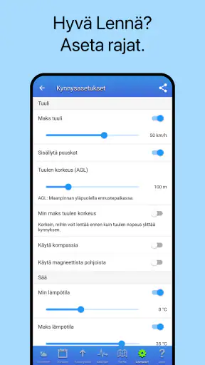 UAV Forecast drone-lentäjille screenshot