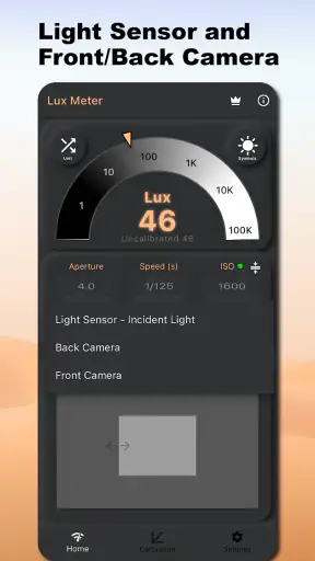 Valomittari - Lux, Valotus screenshot