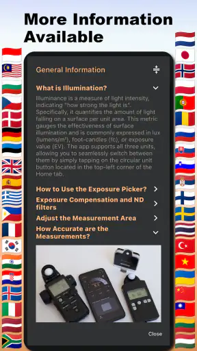 Valomittari - Lux, Valotus screenshot