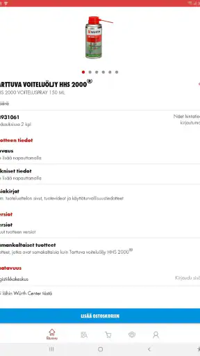 WürthShop Mobiilisovellus screenshot