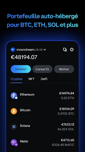 Coinbase Wallet: NFT et crypto screenshot