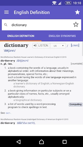 Dictionnaire Anglais-F WordRef screenshot