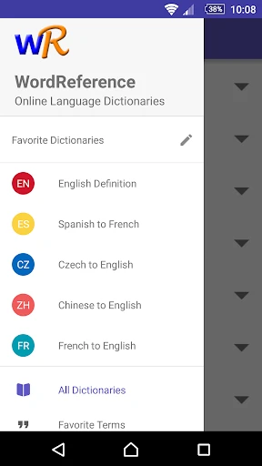 Dictionnaire Anglais-F WordRef screenshot