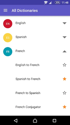Dictionnaire Anglais-F WordRef screenshot