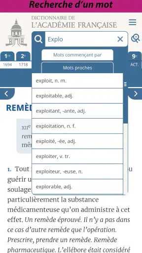 Dictionnaire de l’Académie screenshot