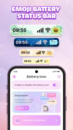 Émoji Batterie - Barre d'état screenshot