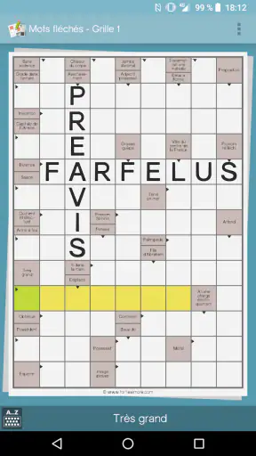 Jeux de grille (mots fléchés & screenshot