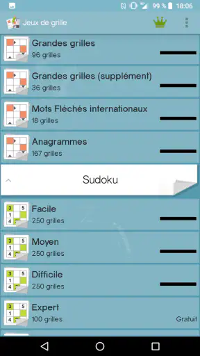 Jeux de grille (mots fléchés & screenshot