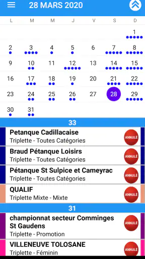 Pétanque Calendriers Concours screenshot