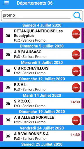 Pétanque Calendriers Concours screenshot