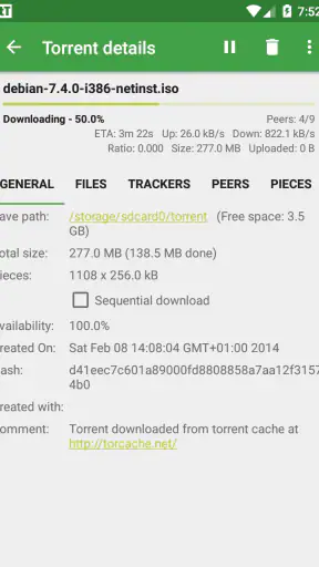 tTorrent screenshot