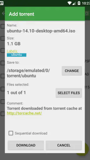 tTorrent screenshot