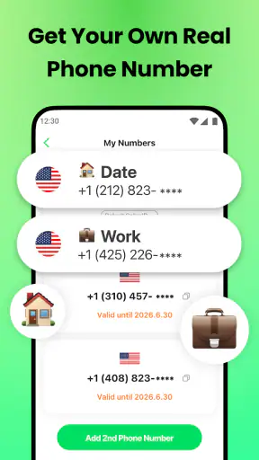 2nd Phone: SMS, Call, Verify screenshot