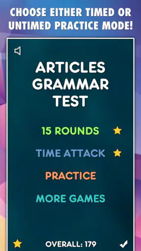 Articles Grammar Test screenshot