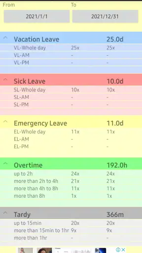 Attendance & Leave Tracker v.2 screenshot