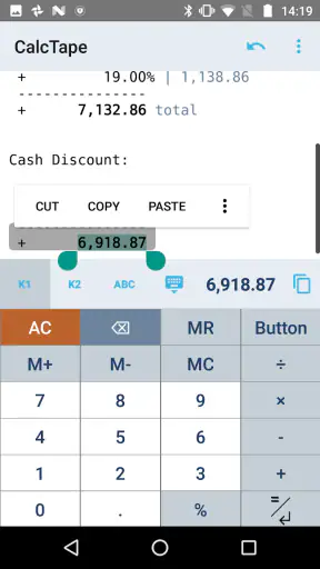 CalcTape Calculator with Tape screenshot