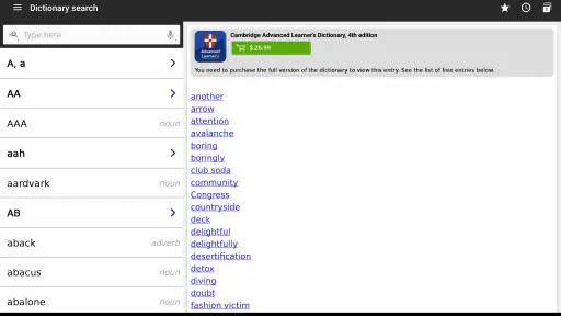 Cambridge English Dictionary screenshot