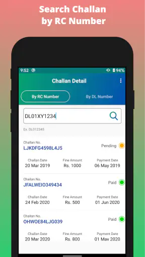 Challan Info - Vehicle Info screenshot