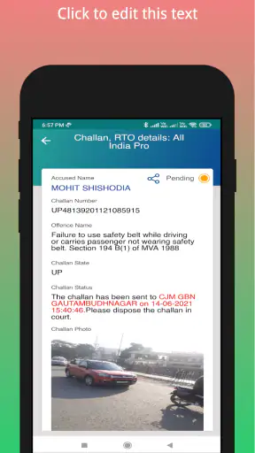 Challan Info - Vehicle Info screenshot