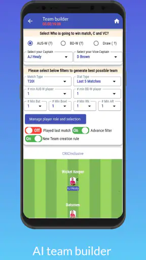 CricInclusive: Fantasy teams screenshot
